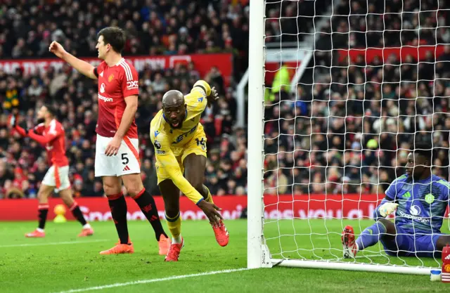 Crystal Palace's Jean-Philippe Mateta celebrates scoring their first goal