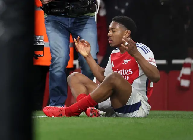 Myles Lewis-Skelly of Arsenal celebrates