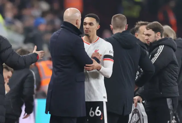 Arne Slot and Trent Alexander-Arnold