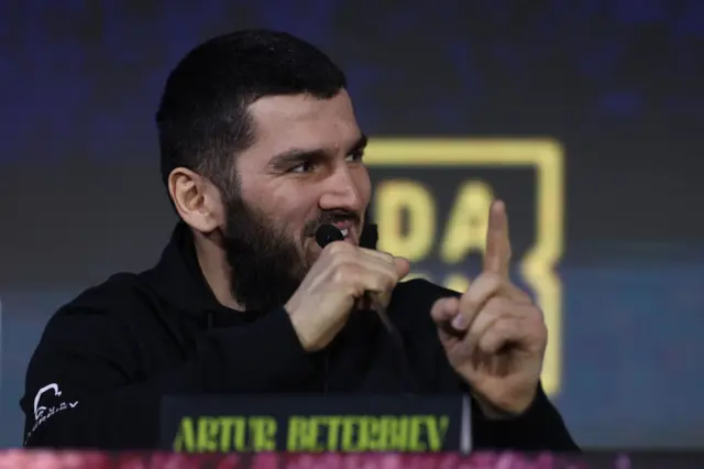 Artur Beterbiev speaks on the mic