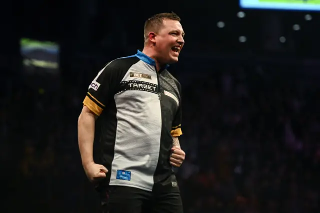 Chris Dobey celebrating