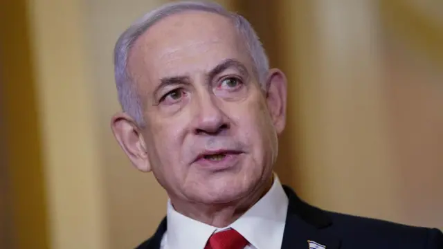 A close-up of Netanyahu