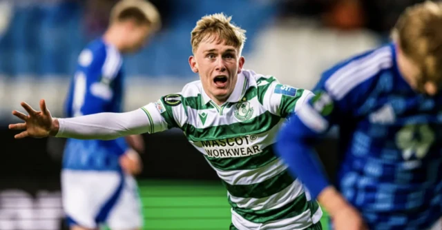 Michael Noonan celebrates scoring for Shamrock Rovers