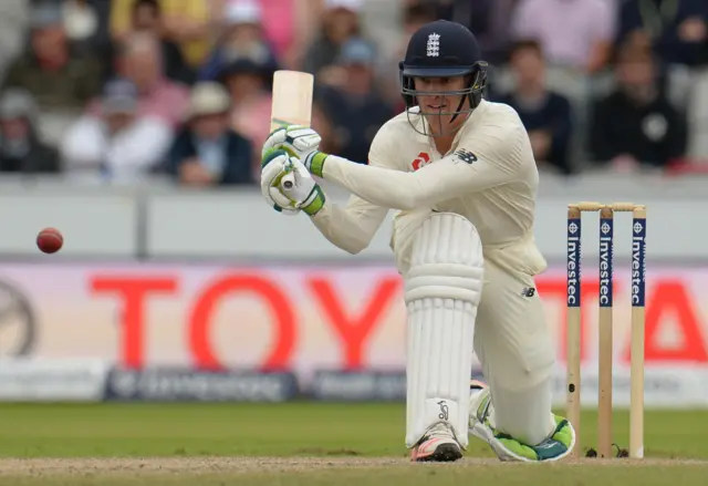 Keaton Jennings reverse sweeps for England