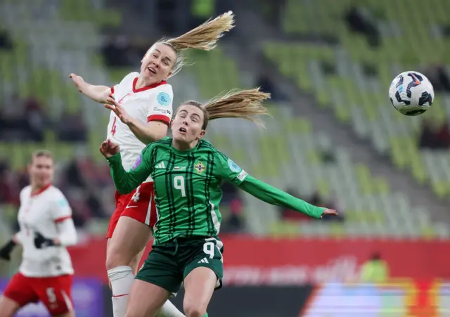 Simone Magill heads the ball