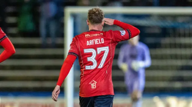 Falkirk's Scott Arfield celebrates scoring to make it 1-0 during a William Hill Championship match between Greenock Morton and Falkirk at Cappielow Park, on February 21, 2025, in Greenock, Scotland. (Photo by Mark Scates / SNS Group)