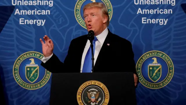 Donald Trump speaks at the Department of Energy