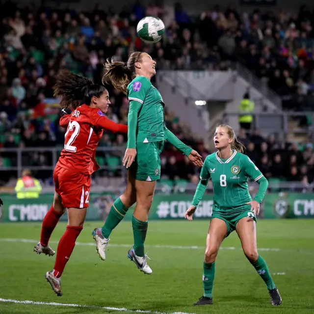 Players battling for the ball during the Republic of Ireland vs Turkey game