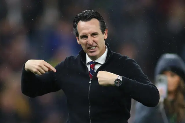 Aston Villa manager Unai Emery celebrates