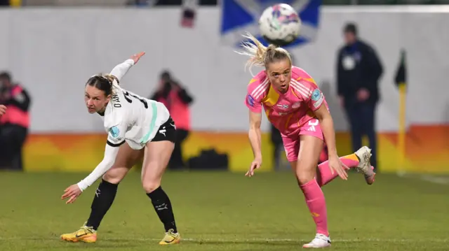 Amy Muir playing for Scotland against Austria