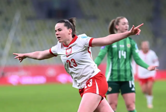 Adriana Achcinska celebrates her goal