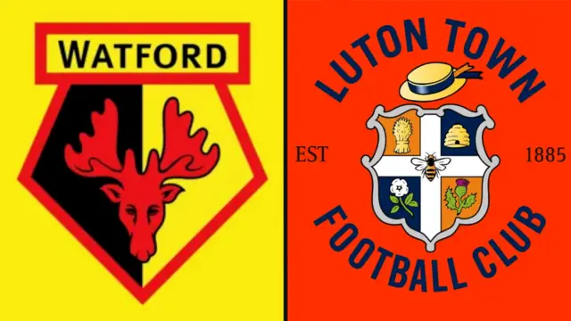 Watford and Luton Town badges.