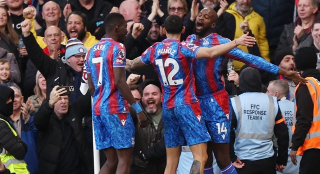 Crystal Palace's Jean-Philippe Mateta celebrates scoring their second goal