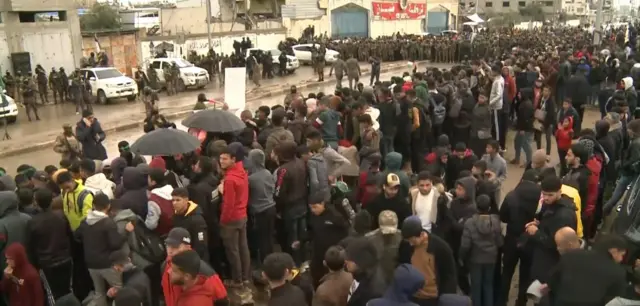 Crowds in Gaza gather in Nuseirat second hostage handover location