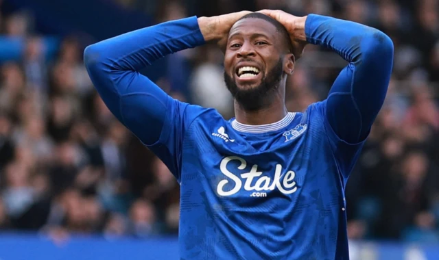 Everton's Beto reacts after missing a chance to score