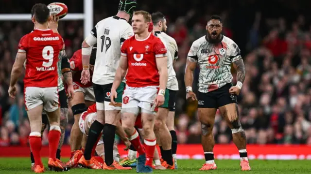 Bundee Aki celebrates a penalty