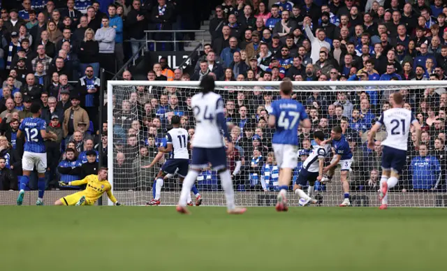 Brennan Johnson of Tottenham Hotspur scores