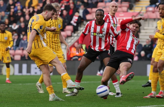 Brighton & Hove Albion's Jack Hinshelwood scores their fourth goal