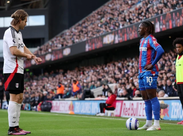 Fulham's Joachim Andersen and Crystal Palace's Eberechi Eze