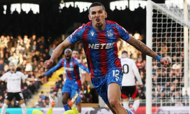 Crystal Palace's Daniel Munoz celebrates scoring their second goal