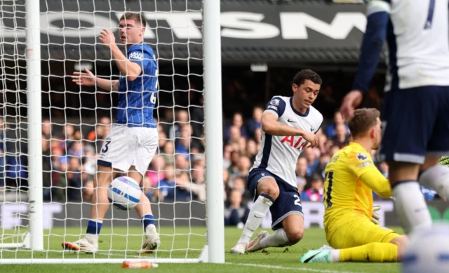 Tottenham Hotspur's Brennan Johnson scores their first goal