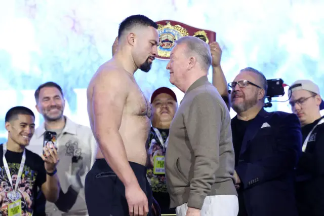 Joseph Parker and Frank Warren face-to-face at the weigh in