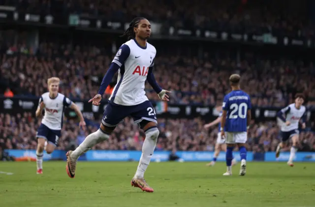 Djed Spence runs to celebrate his goal v Ipswich