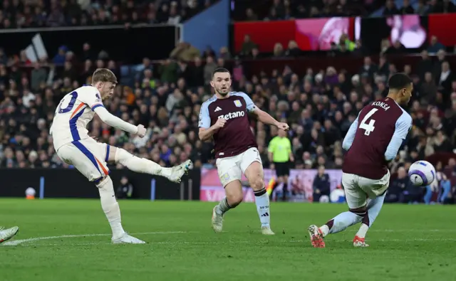 Palmer curls the ball at goal