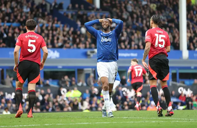 Beto of Everton reacts after he misses a chance