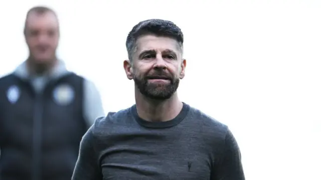 St Mirren Manager Stephen Robinson pre-match during a William Hill Premiership match between Rangers and St Mirren at Ibrox Stadium, on February 22, 2025, in Glasgow, Scotland.  (Photo by Rob Casey / SNS Group)