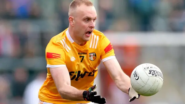 Marc Jordan scored Antrim's first goal at Corrigan Park