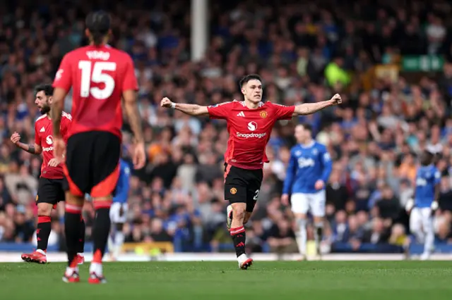 Manuel Ugarte of Manchester United celebrates