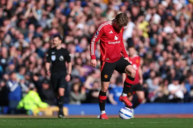 A dejected Rasmus Hojlund of Manchester United after conceding the second goal