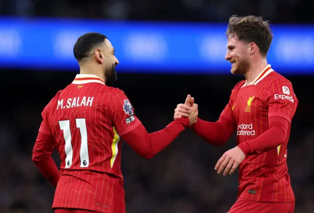 Mohamed Salah and Alexis Mac Allister