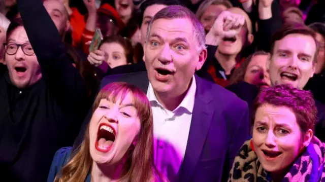 Co-party leader of Germany's left-wing party The Left (Die Linke) Jan van Aken and Heidi Reichinnek