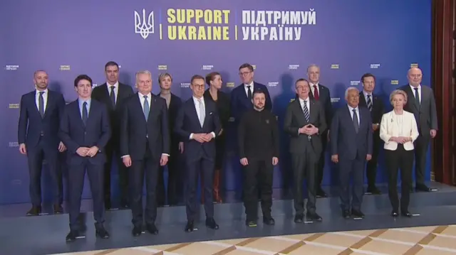 The "family photo" of European leaders, and Canada's Justin Trudeau, in Kyiv earlier