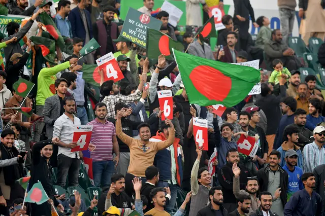 Bangladesh fans celebrate a boundary