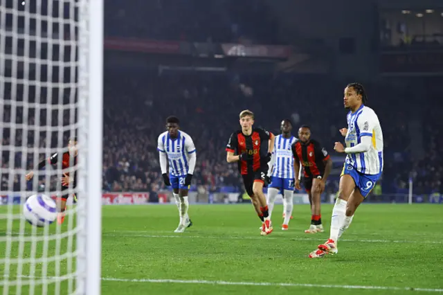 Joao Pedro of Brighton & Hove Albion scores