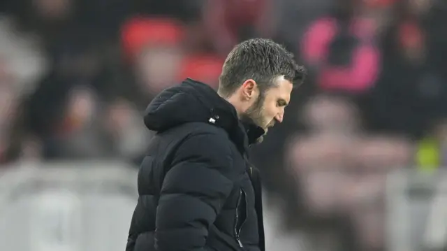 Middlesbrough boss Michael Carrick looking down