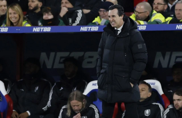 Aston Villa manager Unai Emery reacts