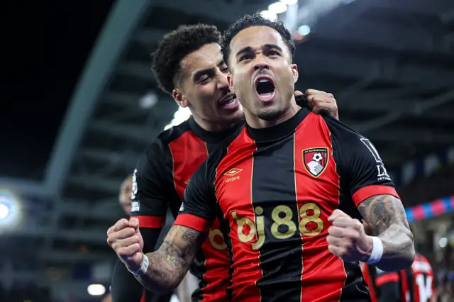 : Justin Kluivert of Bournemouth celebrates