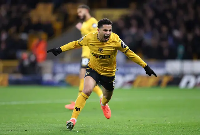 Joao Gomes of Wolverhampton Wanderers celebrates