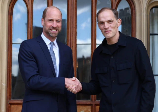 Prince William shakes Thomas Tuchel's hand