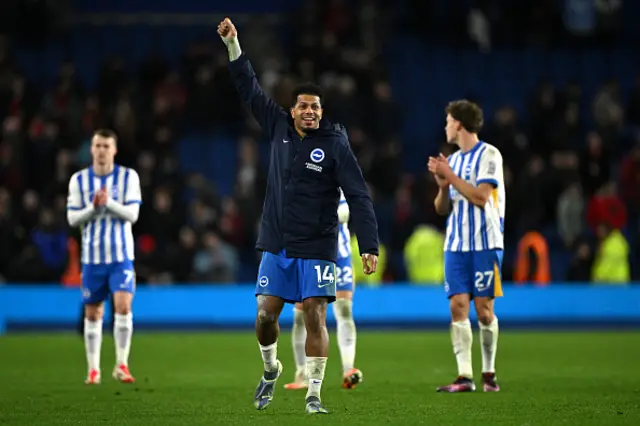 Georginio Rutter of Brighton & Hove Albion celebrates