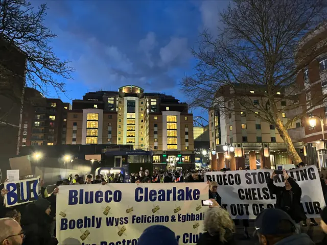 Chelsea fans protesting