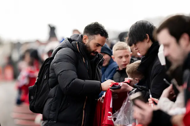 Manager Ruben Amorim of Manchester United arrives