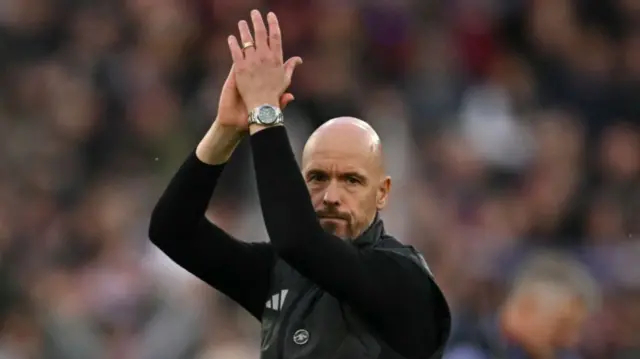 Erik ten Hag applauds the Manchester United fans