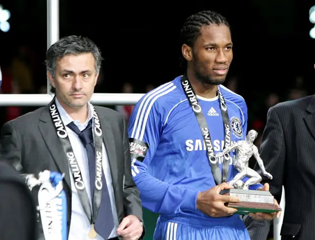 Jose Mourinho and Didier Drogba during their first spell together at Chelsea
