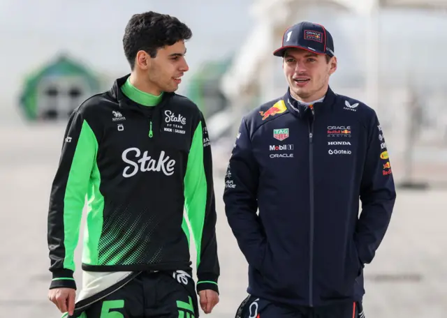 Gabriel Bortoleto and Max Verstappen