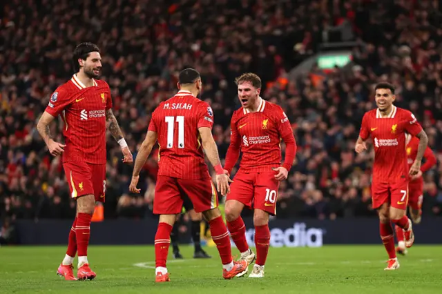 Alexis Mac Allister of Liverpool celebrates